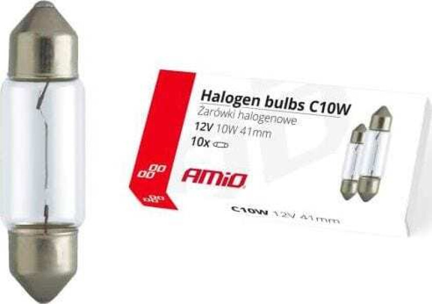 AMiO Halogenpærer c10w festong 41mm 12v 10stk.