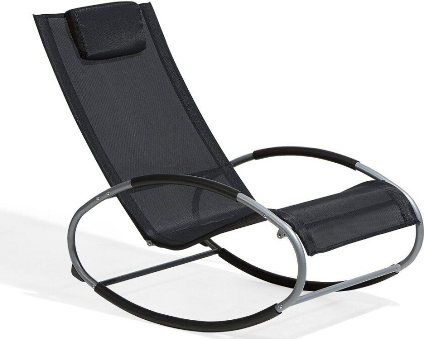 Gynge Solseng Hagestol Svart Stål Hage Gyngestol med hodepute