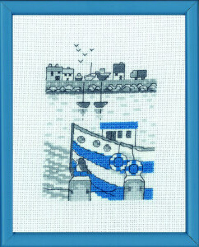 Broderisett Fiskekutter 14x18cm