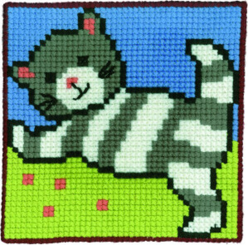 Broderikit Barnestråkatt 25x25cm