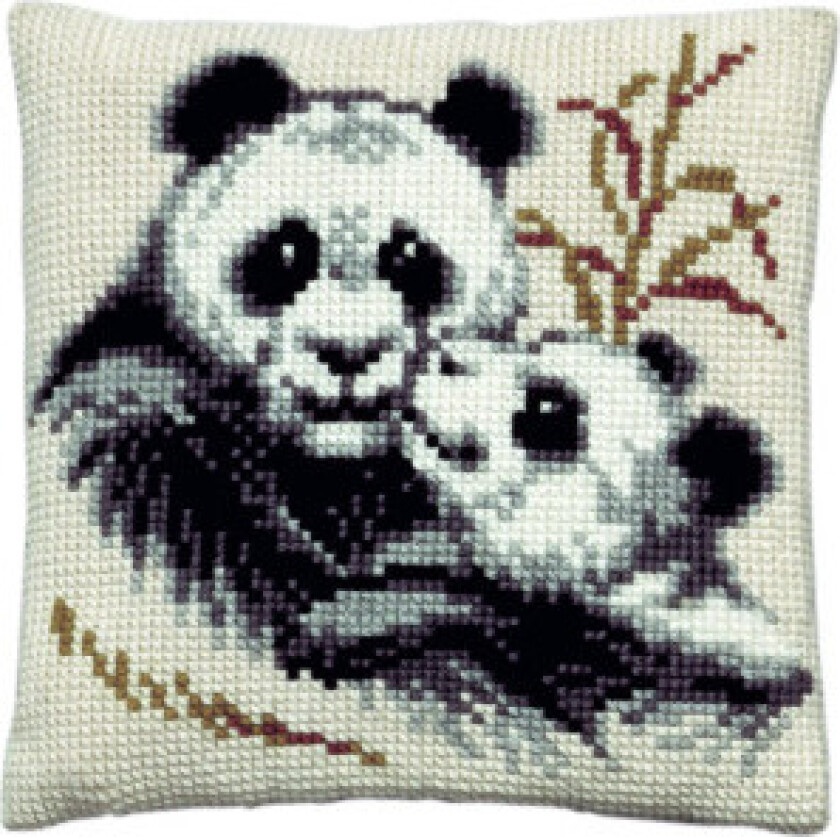 Broderisett Stramaj m/garnpandaer 40x40cm