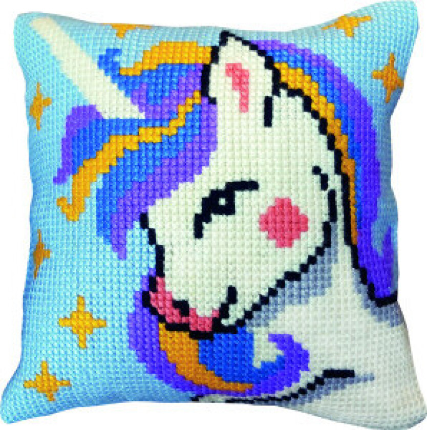 Broderisett Unicorn stramaj m/garn 35x35cm