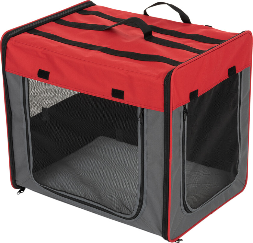 Transportabelt hundehus First Class Basic - M: L 61 x B 46 x H 53,5 cm, grå/rød