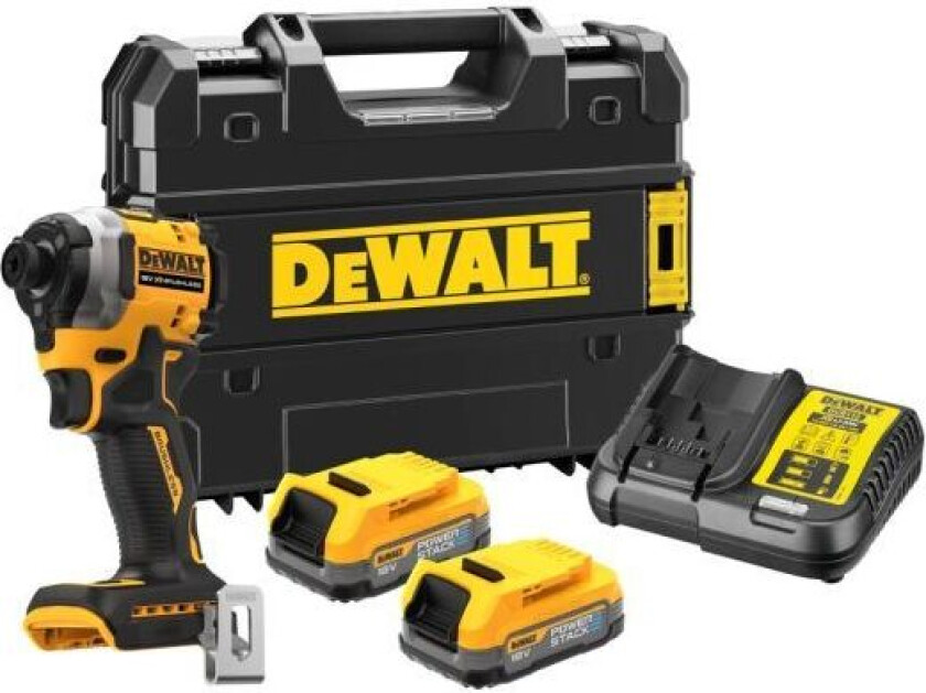 Dewalt DCF850E2T-QW Slagskrutrekker med 2 stk 1,7 Ah batterier, lader