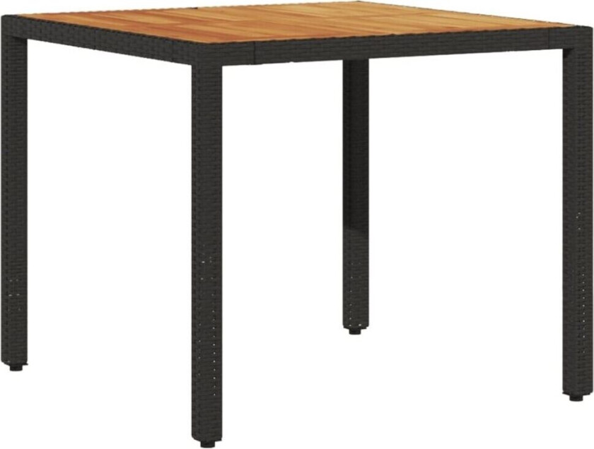 Hagebord med treplate i akasie svart 90x90x75 cm polyrotting