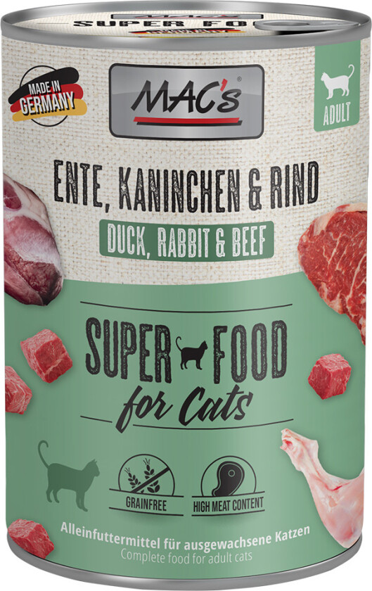 MAC´s Cat Kattefôr 6 x 400 g - And, Kanin, Storfekjøtt