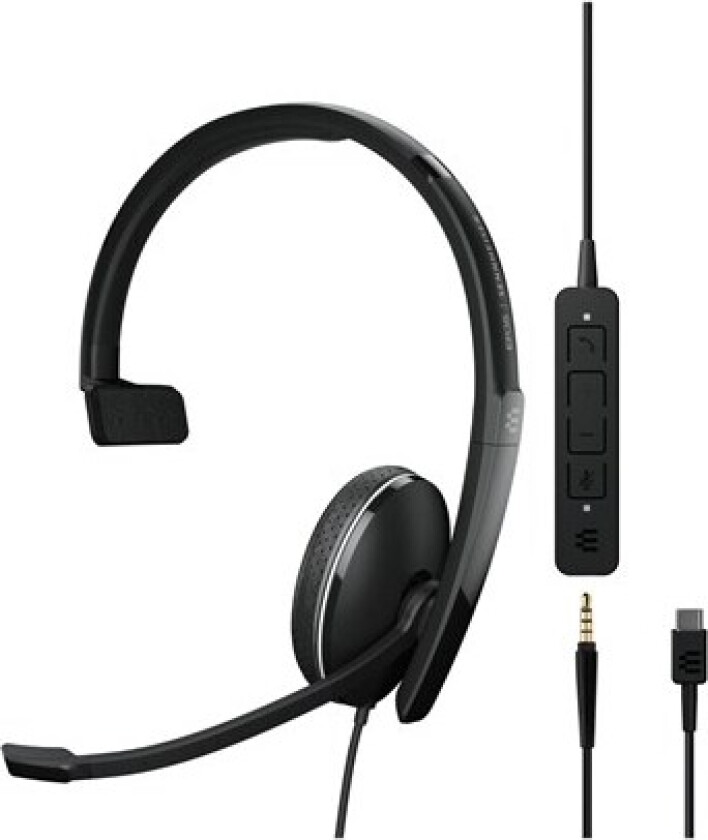 Epos Adapt 135 Ii Hodesett 3,5 Mm Jakk, Usb-c Optimert For Uc Mono Svart