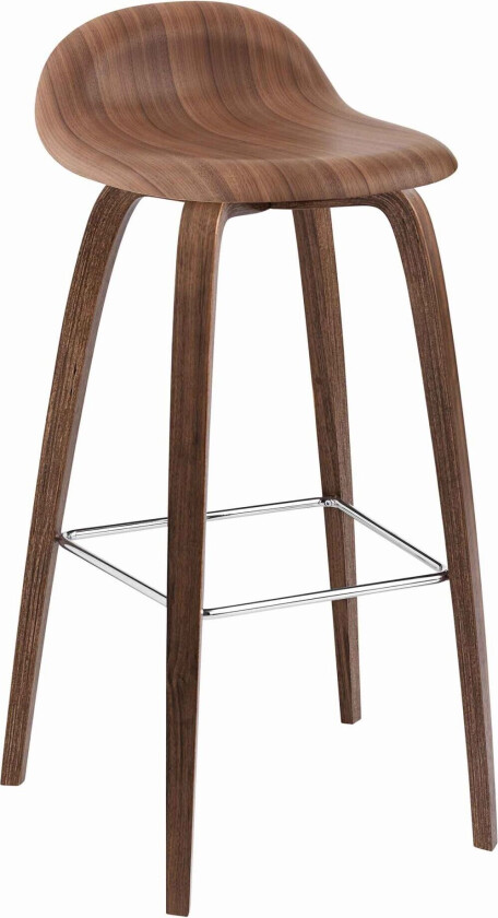 3d Bar Stool Wood Base Top Walnut - Unupholstered
