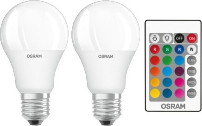 Osram LED lyspære med fjernkontroll , E27 (2-pk)