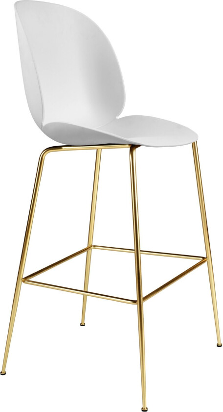 Beetle Bar Chair Un-Upholstered, Conic Base Brass, White Shell,