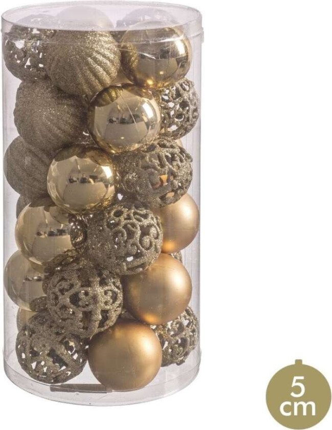 Juletrekuler Golden Plastic 5 x 5 x 5 cm (30 antall)