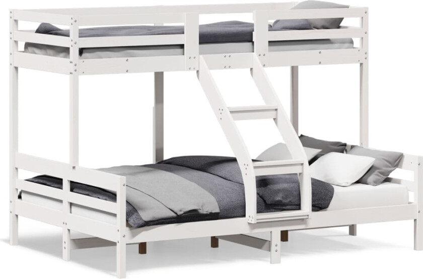 Køyeseng 80x200/140x200 cm hvit heltre furu