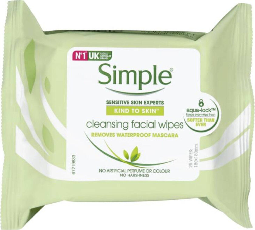 Bilde av Simple Wipes Facial Cleansing 25stk