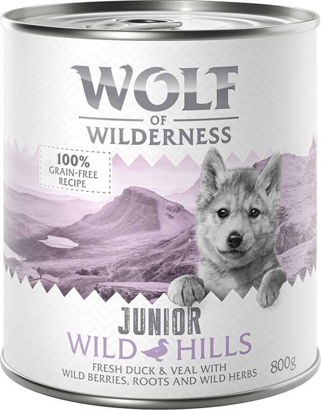 Little Wolf of Wilderness 6 x 800 g - Wild Hills Junior - And & Kalv