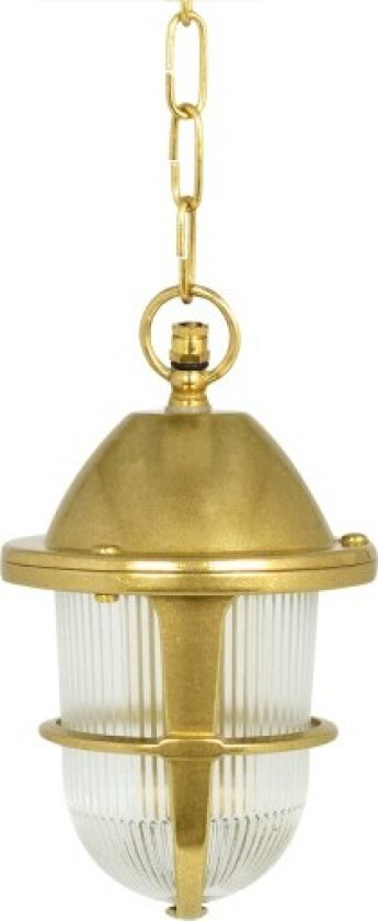 619 Pendel med riflet glass + gitter støpt messing IP44