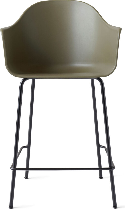 Harbour Counter Chair Black Steel Base Shell Olive