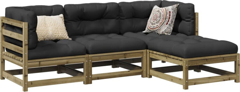 Hagesofasett 4 deler impregnert furu