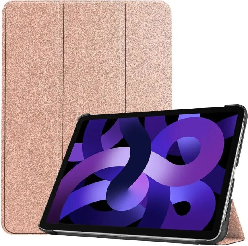 iPad Air 10.9" (2024) Litchi Tri-Fold Skinn Flip Deksel - Rose Gold
