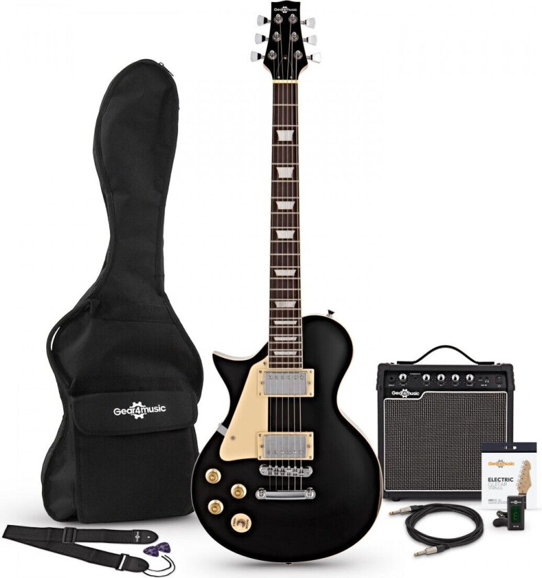 Gear4Music New Jersey Elektrisk Gitarpakke for Venstrehendte Svart