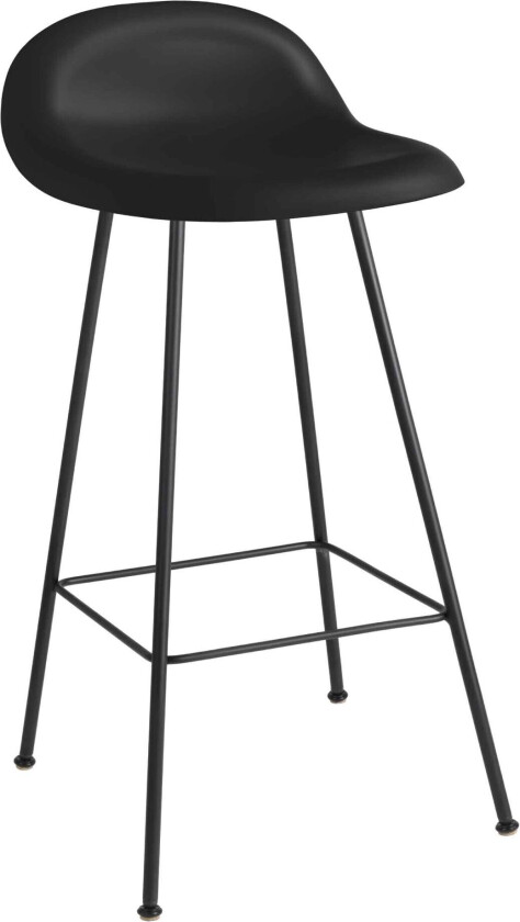 3d Counter Stool, Unupholstered, Center Base, Top - Midnight Black