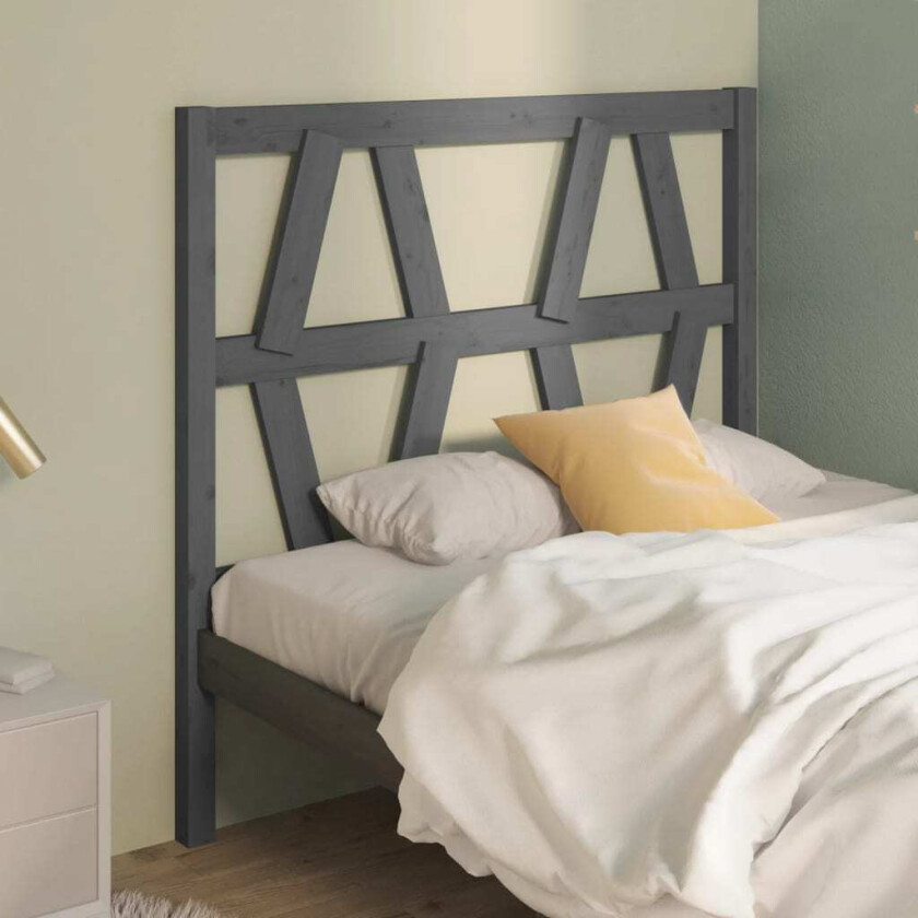 Sengegavl grå 106x4x100 cm heltre furu