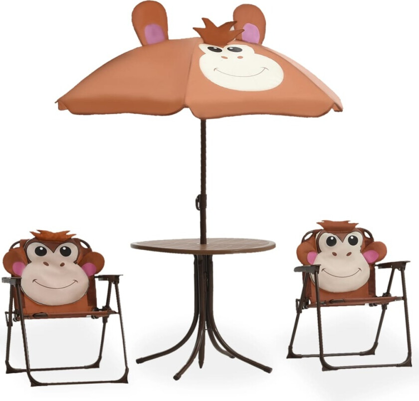 Bilde av Hagegruppe til barn med parasoll 3 deler brun