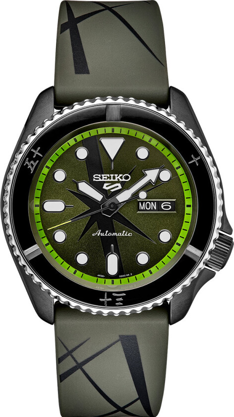 Seiko 5 Sports One Piece Zoro Limited Edition SRPH67K1 - Automatisk - Sort - Herreklokker - Silikon - Mineral