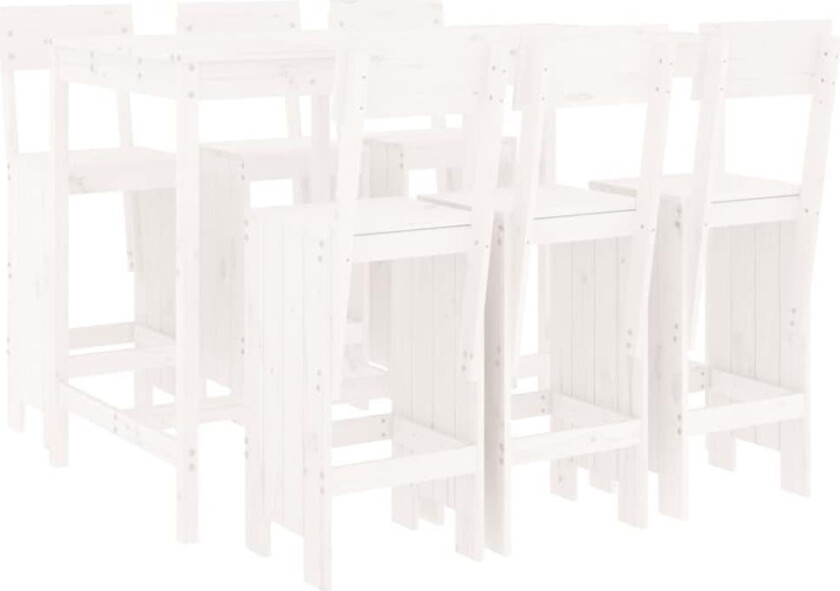 Hagebarsett 7 deler hvit heltre furu