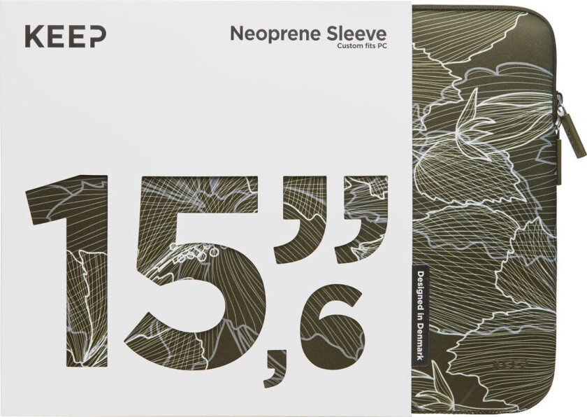 KEEP 15,6" Neoprene etui (ivy green flower)