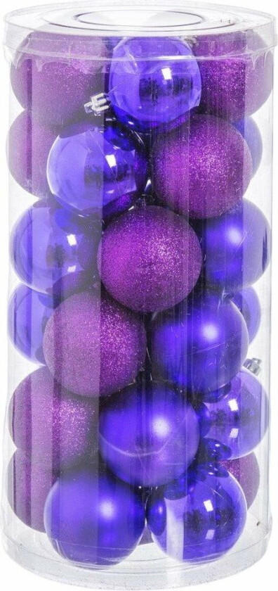 Juletrekuler Lilla Plast Glitter 6 x 6 x 6 cm (30 antall)