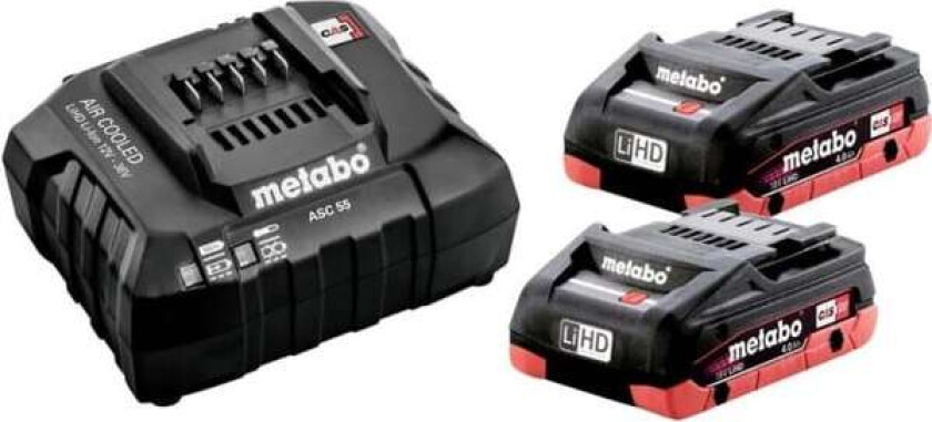 Metabo Basic-Set 2 x LiHD 4.0 Ah SE 685191000 Værktøjsbatteri og oplader 18 V 4 Ah LiHD