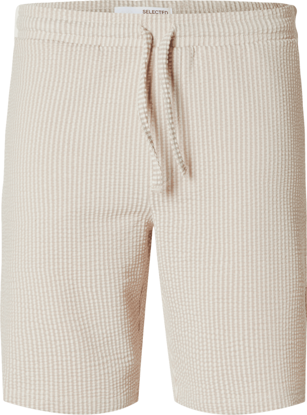 Selected Homme Regular Ben Seersucker Jersey Shorts - Desert Taupe