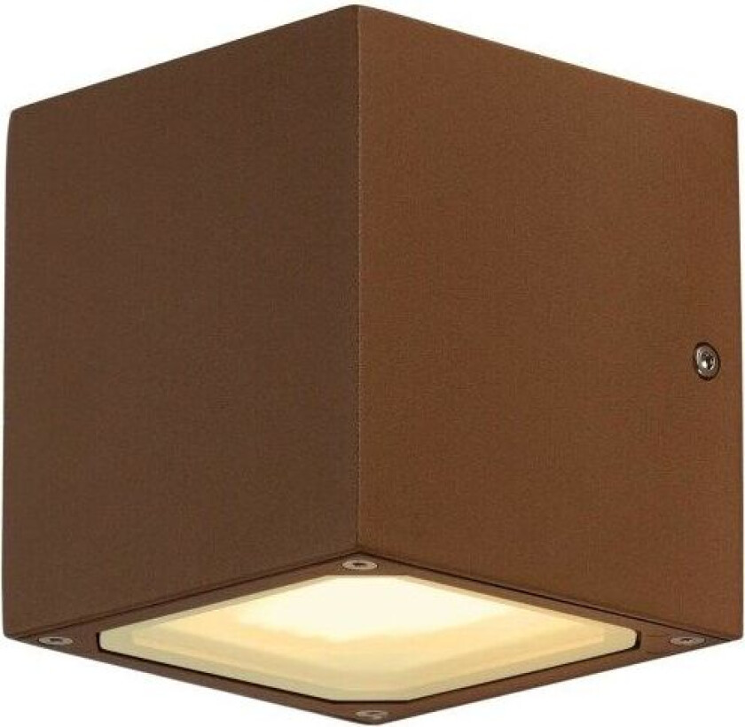 Sitra Cube, Overflatebehandlet, firkant, 2 ampuller, GX53, IP44, Rustfarget