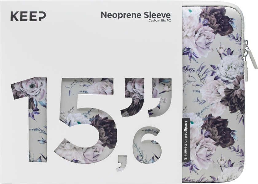 KEEP 15,6" PC neopren etui (Silver Summer Flower)