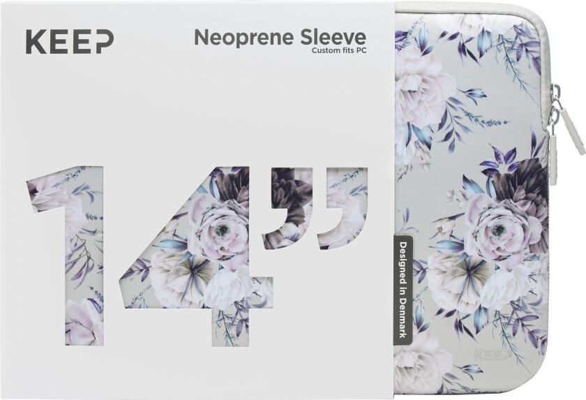 KEEP 14" PC neopren etui (Silver Summer Flower)