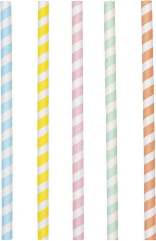 Sugerør Pastell Striper, pk/10