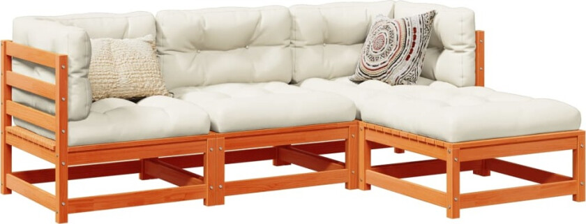 Hagesofasett 4 deler voksbrun heltre furu