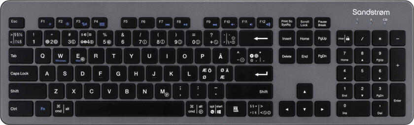 slankt trådløst tastatur (grå/sort)