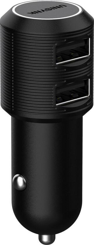 dobbel USB billader 2 x 2,4 A (sort)