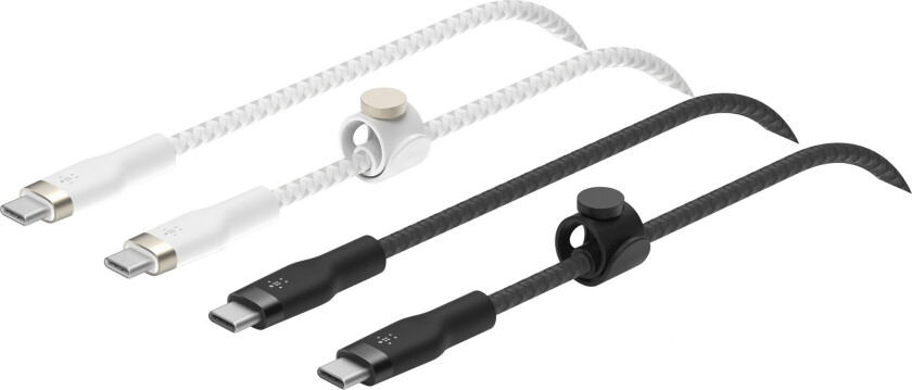 Twin USB-C til USB-C kabel 1 m (sort/hvit/2-pk)
