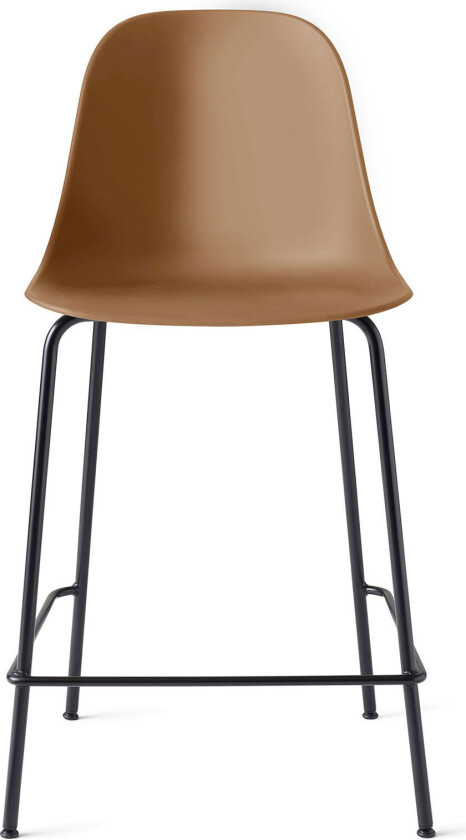 Harbour Counter Side Chair Black Steel Base Shell Khaki
