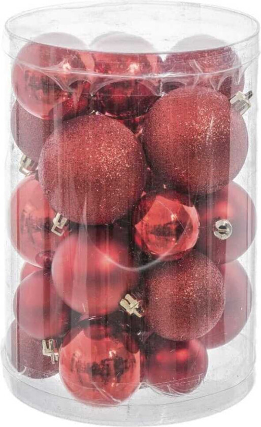 Juletrekuler Rød Plast Glitter 12,5 x 12,5 x 27 cm (27 antall)