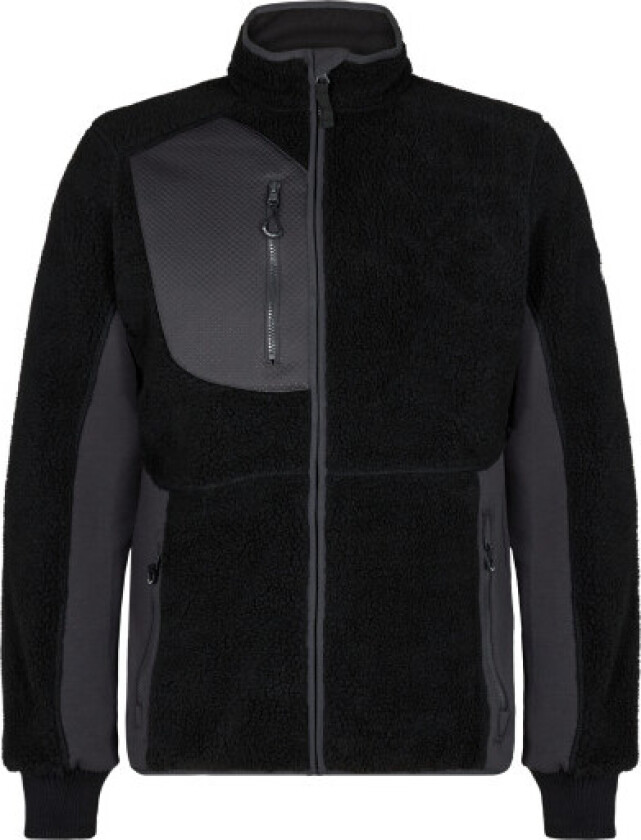 X-treme fiberjakke 1362, med glidelås, sort/grå, størrelse 3XL