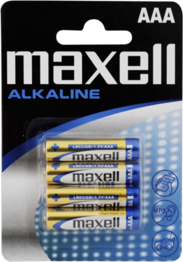 Maxell Batterier LR03/AAA Alkaliske 4-pakk