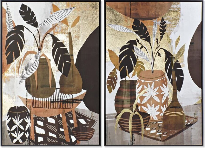 Maleri DKD Home Decor 83 x 4,5 x 123 cm Vase Kolonial (2 enheter)