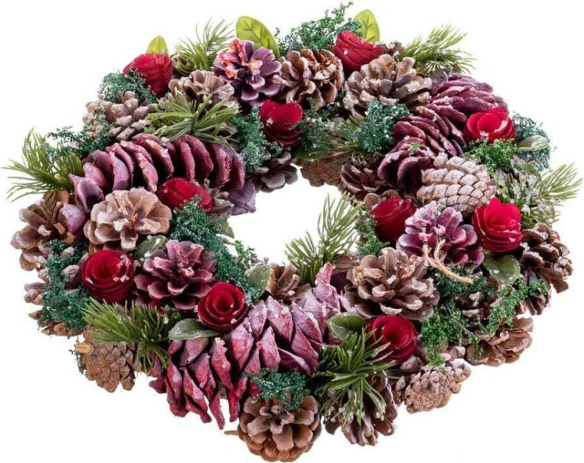 Julekrans Rød Flerfarget Plast Skum Ananas 35 x 35 x 9 cm