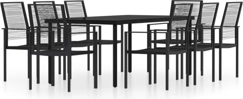 Utendørs spisestue 9 deler svart