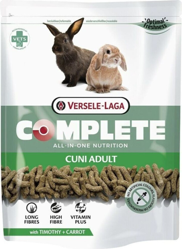 Bilde av Cuni Adult Complete, Granuler, 500 g, Kanin, Vitamin A, Vitamin C, Vitamin D3, Vitamin E, Kopper, Kobbersulfat, Jod, Strykejern, Mangan, Selen, Zink, 14%