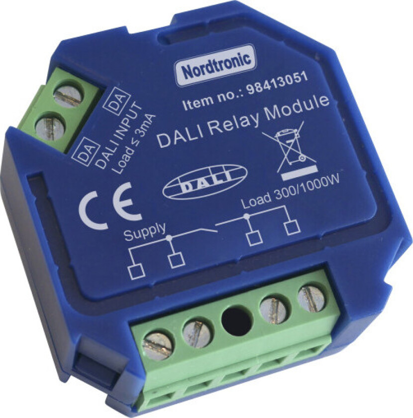 Boksrelé Dali LED 0-300W / Halogen 0-1000W, På/Av relé NO
