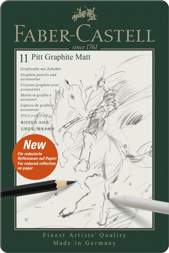 FABER-CASTELL Pitt Graphite Matt - Blyant - Grafitt - Blandet (pakke med 8)